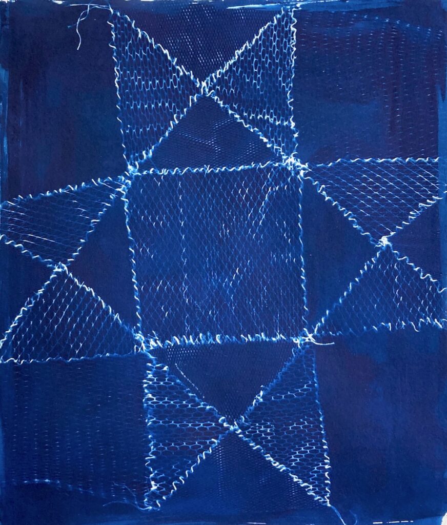Cyanotype Produce Mesh Quilt