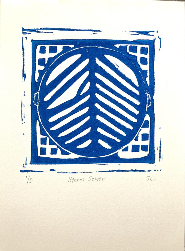 Storm Sewer Linocut